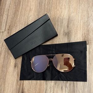 Dior Gold Aviator Sunglasses with Black Case